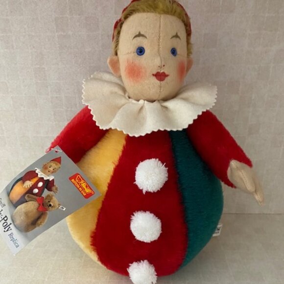 Vintage Steiff 1988 Ltd Ed "Roly-Poly" Clown Mohair Plush Toy Germany #1572/3000 - Picture 1 of 7